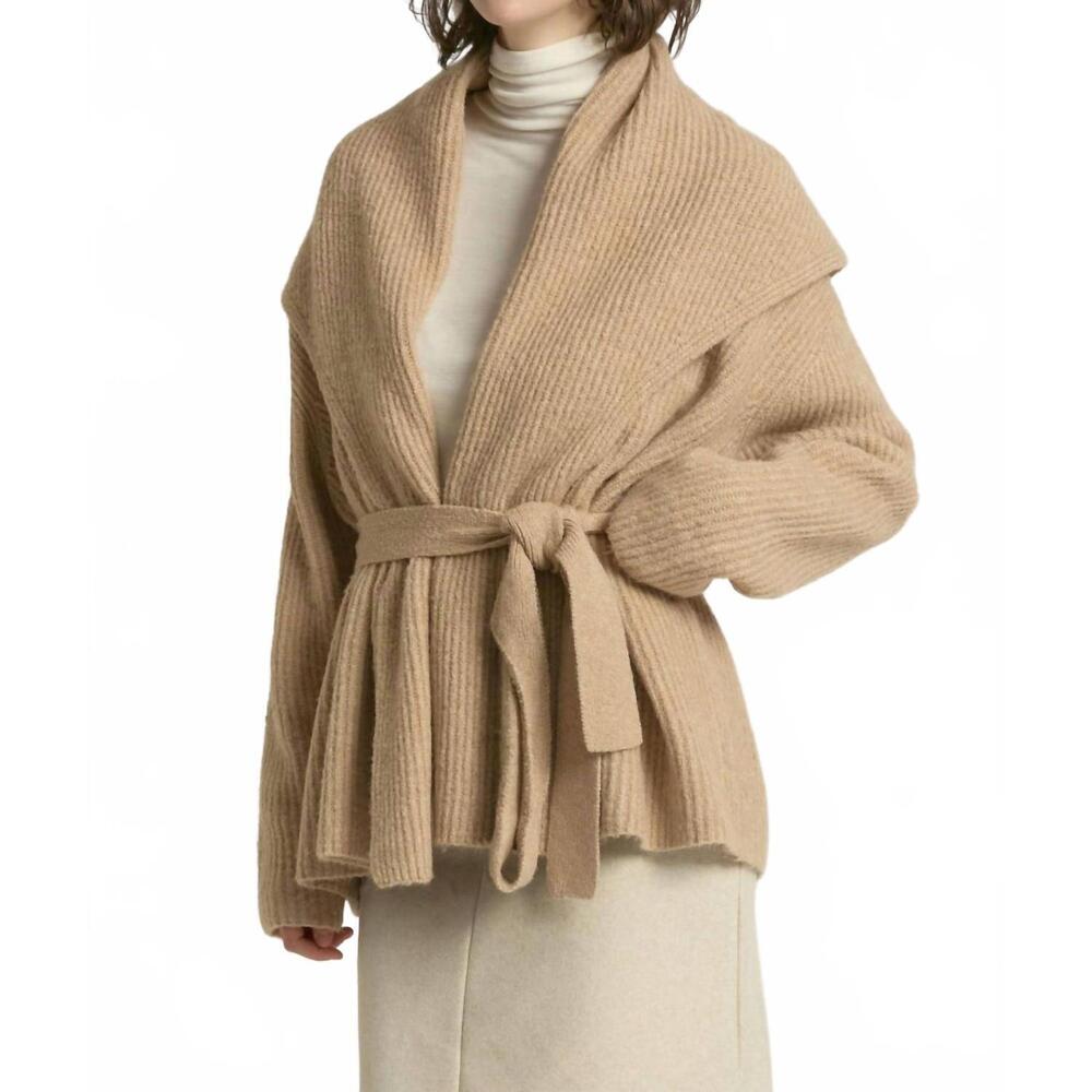 NEW LOOK BY M shawl collar belt cardigan in sand